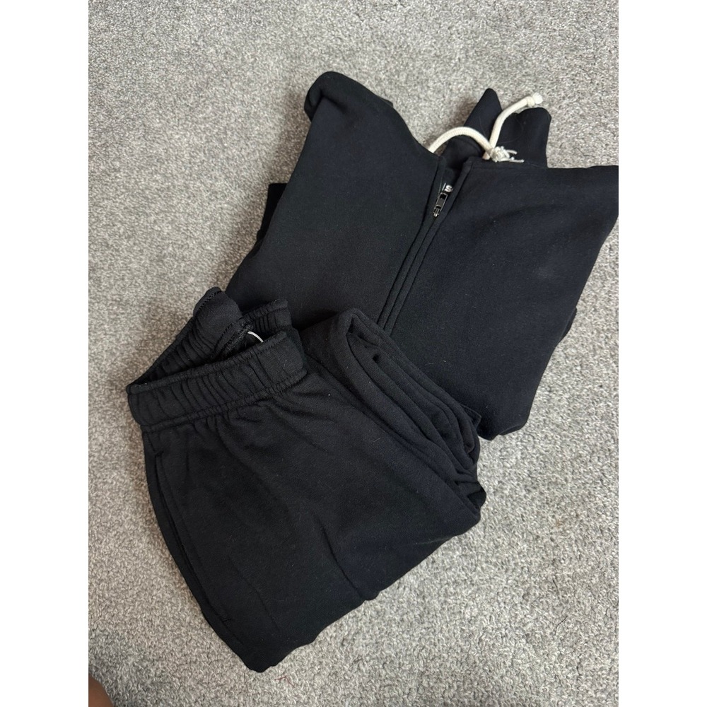 SO Women Black Sweatsuit Set Zip Up Hoodie and Sweatpants XS Bundle